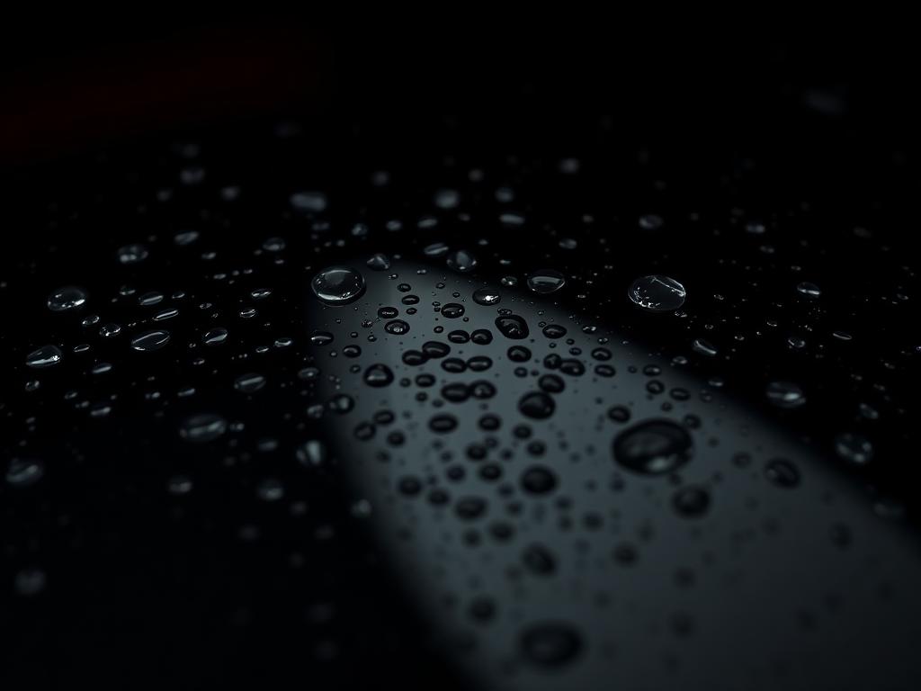 Water beading on ceramic-coated black paint